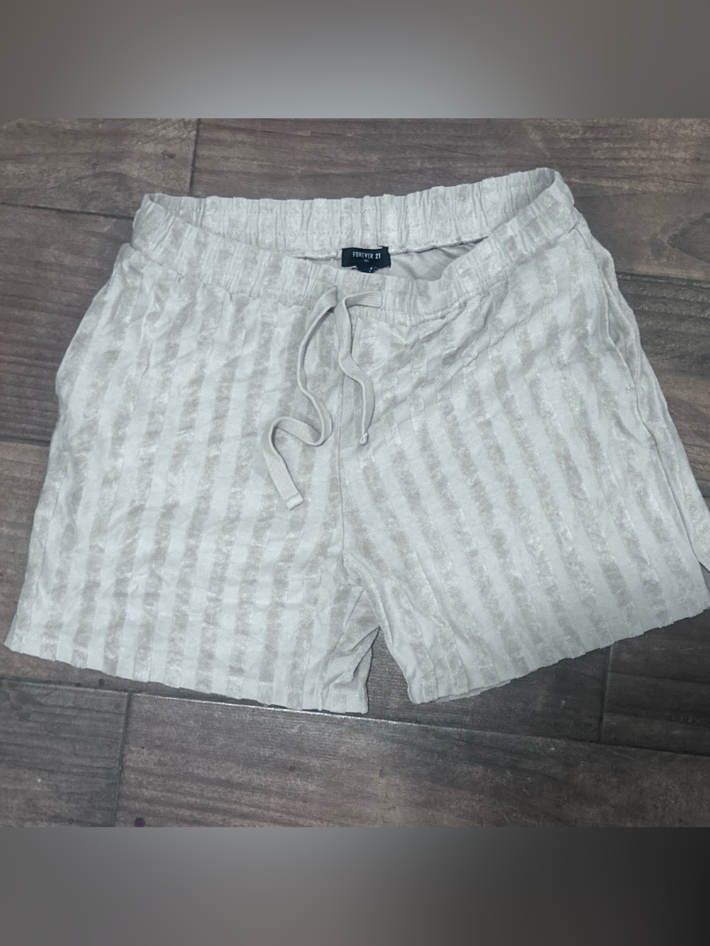 Forever 21 Beige Textured Drawstring Shorts